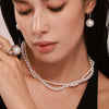 Doublelayer Shell Bead Jewelry Set Electroplated 316L Stainless Steel Earrings Necklace Ring For Women