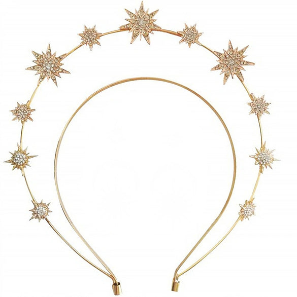 Doublelayer Sixpointed Star Boho Headband Metal Electroplated Women's Hair Accessories