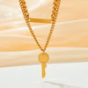 Doublelayer Square Pendant Necklace In Highgrade Stainless Steel With Electroplating Treatment Unisex Fashion Ol Style