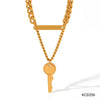 Doublelayer Square Pendant Necklace In Highgrade Stainless Steel With Electroplating Treatment Unisex Fashion Ol Style