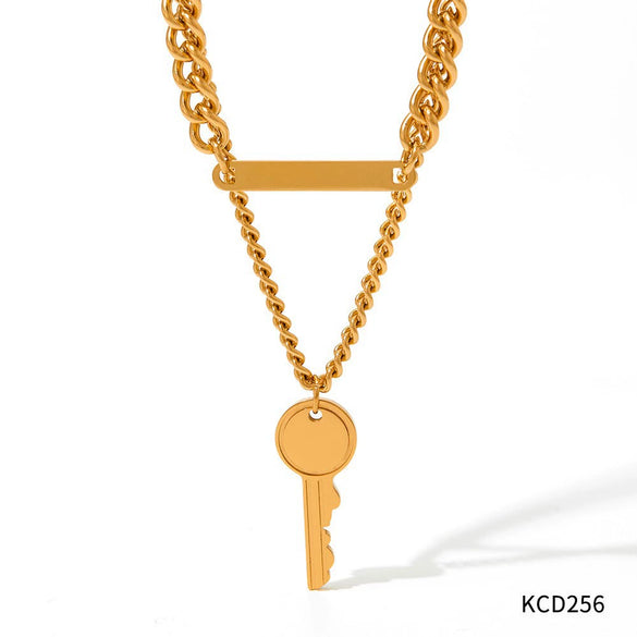 Doublelayer Square Pendant Necklace In Highgrade Stainless Steel With Electroplating Treatment Unisex Fashion Ol Style