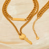 Doublelayer Square Pendant Necklace In Highgrade Stainless Steel With Electroplating Treatment Unisex Fashion Ol Style