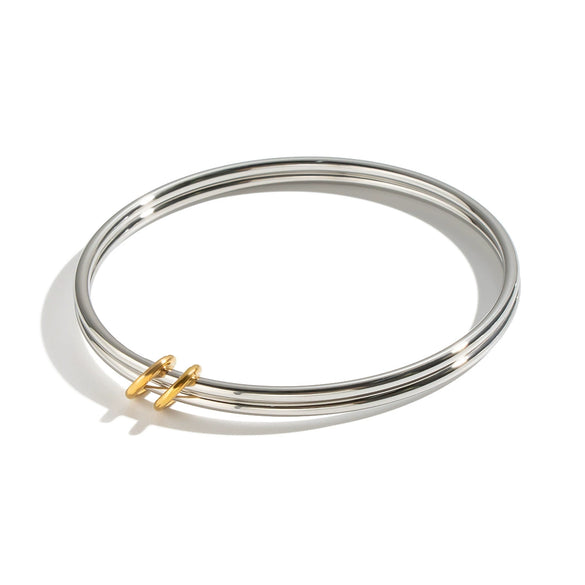 Doublelayer Stainless Steel Geometric Bracelet With Electroplated Finish Minimalist Fashion Jewelry