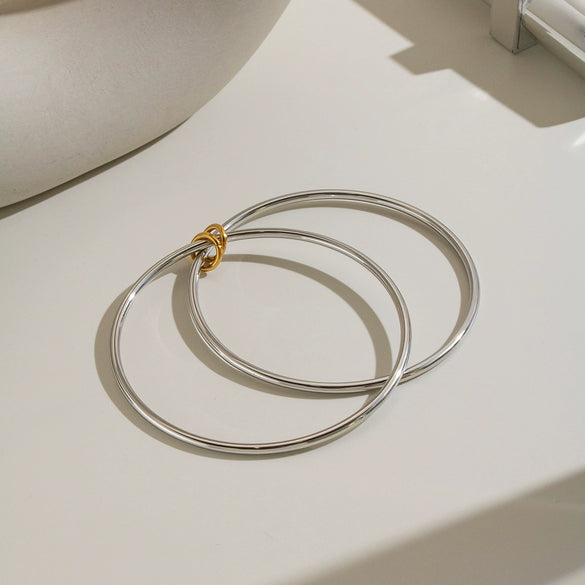 Doublelayer Stainless Steel Geometric Bracelet With Electroplated Finish Minimalist Fashion Jewelry