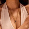 Doublelayer Stainless Steel Lapis Lazuli Geometric Pendant Necklace For Women Electroplated Fashion Jewelry