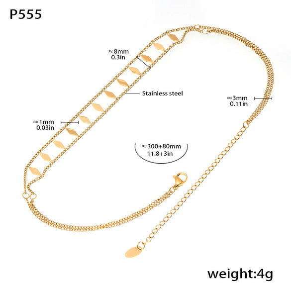 Doublelayer Stainless Steel Niche Necklace And Bracelet For Women With Diamond Sequins Light Luxury And Simple Style Electroplated