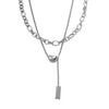 Doublelayer 316L Stainless Steel Women's Lucky Bean Necklace With Electroplating