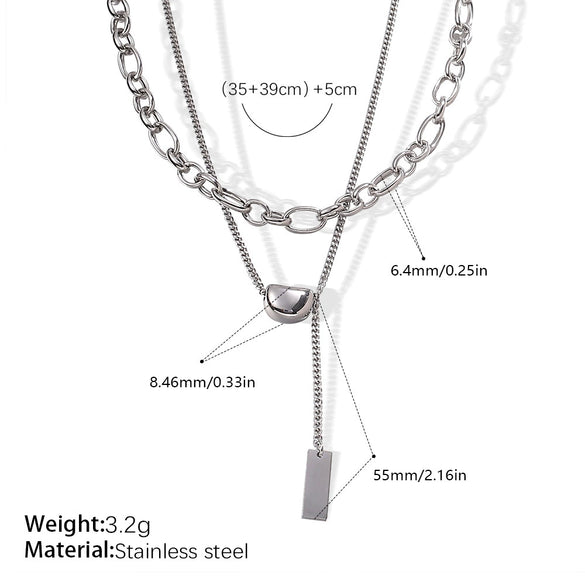 Doublelayer 316L Stainless Steel Women's Lucky Bean Necklace With Electroplating