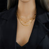 Doublelayer Star Titanium Steel Necklace With Electroplating Geometric Design For Women Stacked Clavicle Chain Light Luxury High End Jewelry Non Fading