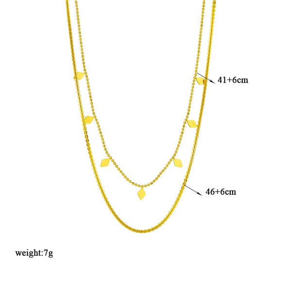 Doublelayer Star Titanium Steel Necklace With Electroplating Geometric Design For Women Stacked Clavicle Chain Light Luxury High End Jewelry Non Fading