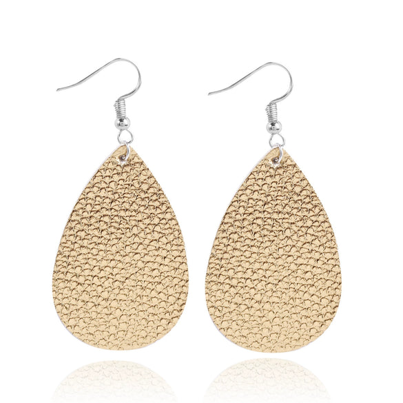 Doublelayer Teardropshaped Pu Leather Women's Earrings With Printing