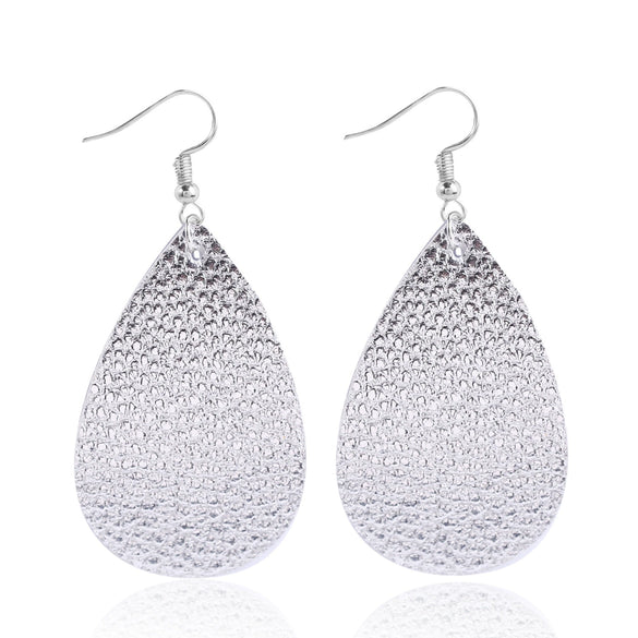 Doublelayer Teardropshaped Pu Leather Women's Earrings With Printing