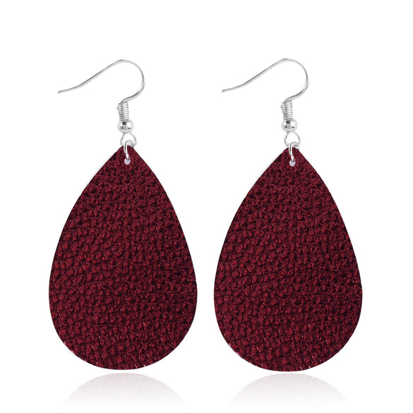 Doublelayer Teardropshaped Pu Leather Women's Earrings With Printing
