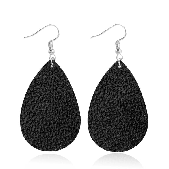 Doublelayer Teardropshaped Pu Leather Women's Earrings With Printing