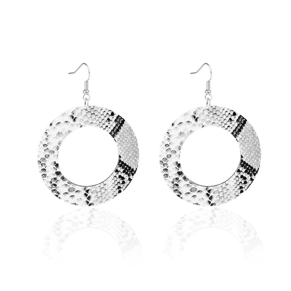 Doublelayer Teardropshaped Pu Leather Women's Earrings With Printing