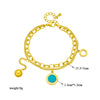 Doublelayer Titanium Steel Chain With Roman Round Turquoise Pendant Geometric Electroplated Unisex Jewelry Bracelet