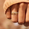 Doublelayer Women's Geometric Copper Ring With Zirconia Design Niche Fashionable Style