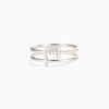 Doublelayer Women's Geometric Copper Ring With Zirconia Design Niche Fashionable Style