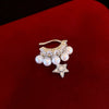 Doublelayer Zircon Fake Pearl Pendant Earrings Geometric Light Luxury Style Set With Zirconia