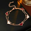 Doublelayered Motherofpearl Heart Geometric Pendant Bracelet For Women Copper Plastic Electroplated Highend