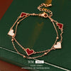 Doublelayered Motherofpearl Heart Geometric Pendant Bracelet For Women Copper Plastic Electroplated Highend