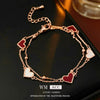 Doublelayered Motherofpearl Heart Geometric Pendant Bracelet For Women Copper Plastic Electroplated Highend