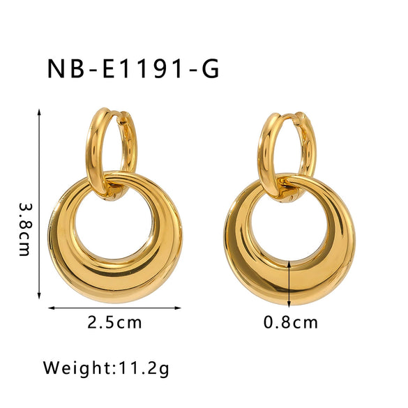 Doublering Dualpurpose Detachable Ring Earrings Stainless Steel Geometric Style 18K Vacuum Plating In Furnace