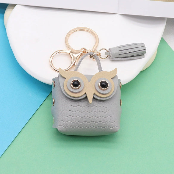 Doublesided Pu Leather Cartoon Owl Coin Purse Bag Keychain Pendant Modern Simplicity Style