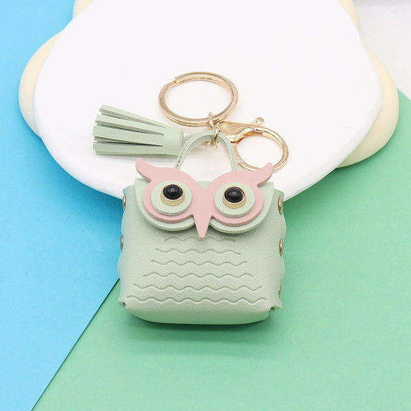 Doublesided Pu Leather Cartoon Owl Coin Purse Bag Keychain Pendant Modern Simplicity Style