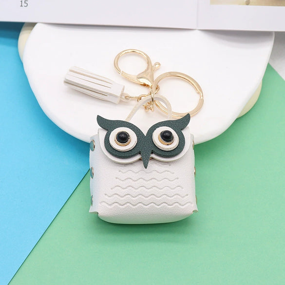 Doublesided Pu Leather Cartoon Owl Coin Purse Bag Keychain Pendant Modern Simplicity Style