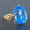 Dove Egg Color Treasure Open Ring Imitating Swiss Blue Oval Natural Topaz Copper Ring