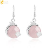 Dragon Winding Around Bead Drop Earrings In Natural Stone And Copper Multicolor Minimalist Jewelry For Women