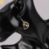 Dragon Winding Around Bead Drop Earrings In Natural Stone And Copper Multicolor Minimalist Jewelry For Women