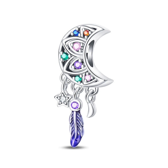 Dream Catcher Moon Beads Pendant Diy Jewelry Accessories Bracelet Silver Plated Dripping Oil Style