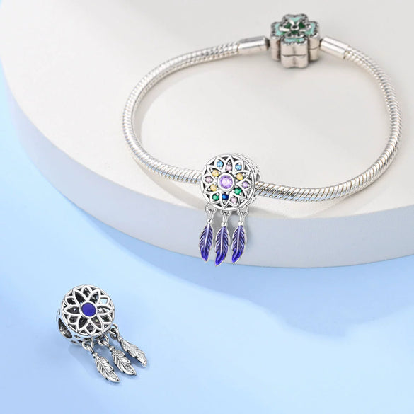 Dream Catcher Moon Beads Pendant Diy Jewelry Accessories Bracelet Silver Plated Dripping Oil Style