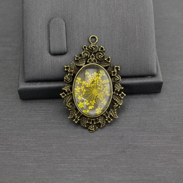 Dried Flower Necklace Glass Glaze Pu Wax Rope Geometric Literary Style