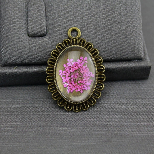 Dried Flower Necklace Glass Glaze Pu Wax Rope Geometric Literary Style