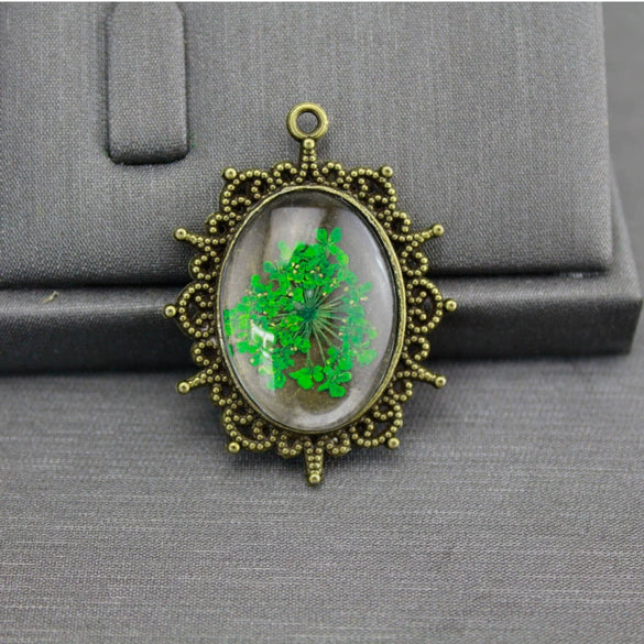 Dried Flower Necklace Glass Glaze Pu Wax Rope Geometric Literary Style