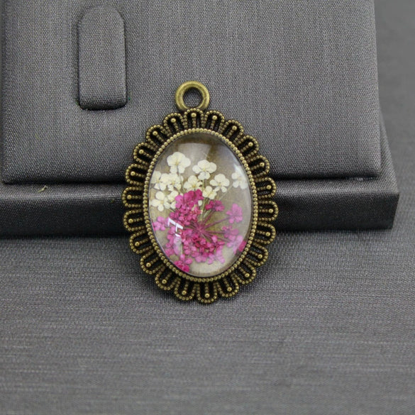 Dried Flower Necklace Glass Glaze Pu Wax Rope Geometric Literary Style