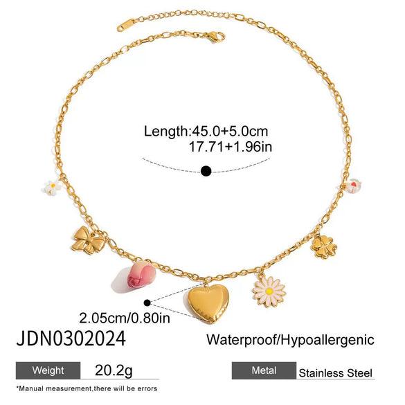 Dried Flower Necklace Stainless Steel Electroplated Women's