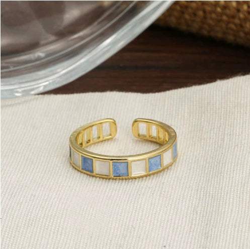 Drop Glaze S925 Silver Geometric Women's Vintage Fashion Irregular Open Artistic Finger Ring