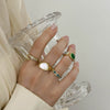 Drop Glaze S925 Silver Geometric Women's Vintage Fashion Irregular Open Artistic Finger Ring