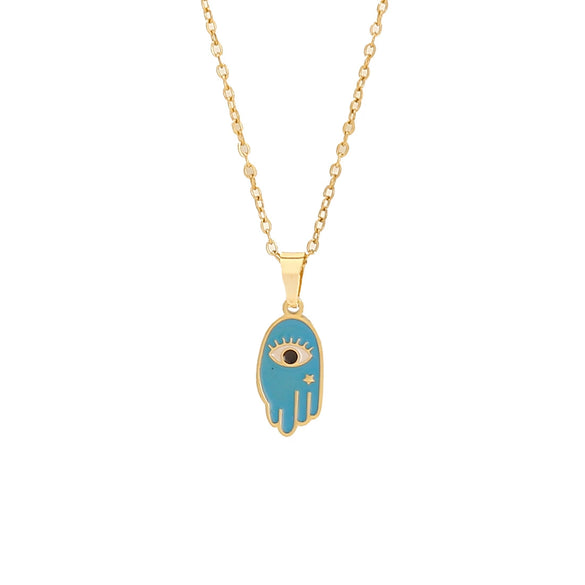 Drop Oil Eye Necklace Palm Pendant Jewelry Stainless Steel Personalized