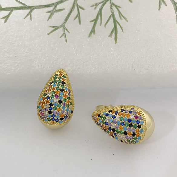 Drop Shape Copper Inlaid Zircon Women's Light Luxury Highend Elegant Earrings Jewelry