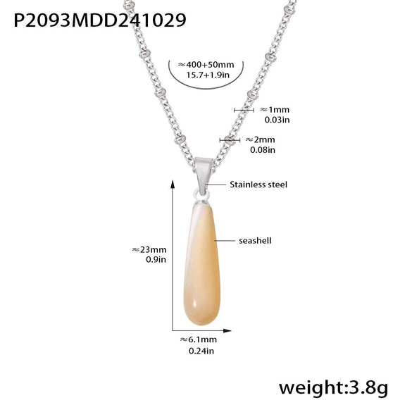 Drop Shaped Shell Pendant Clavicle Necklace For Women Stainless Steel 18K Gold Plated Light Luxury Style Electroplated