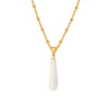 Drop Shaped Shell Pendant Clavicle Necklace For Women Stainless Steel 18K Gold Plated Light Luxury Style Electroplated