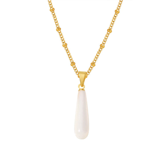 Drop Shaped Shell Pendant Clavicle Necklace For Women Stainless Steel 18K Gold Plated Light Luxury Style Electroplated