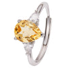 Dropshaped Citrine Amethyst Ring For Women S925 Sterling Silver Set With Crystals