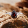 Dropshaped Citrine Amethyst Ring For Women S925 Sterling Silver Set With Crystals