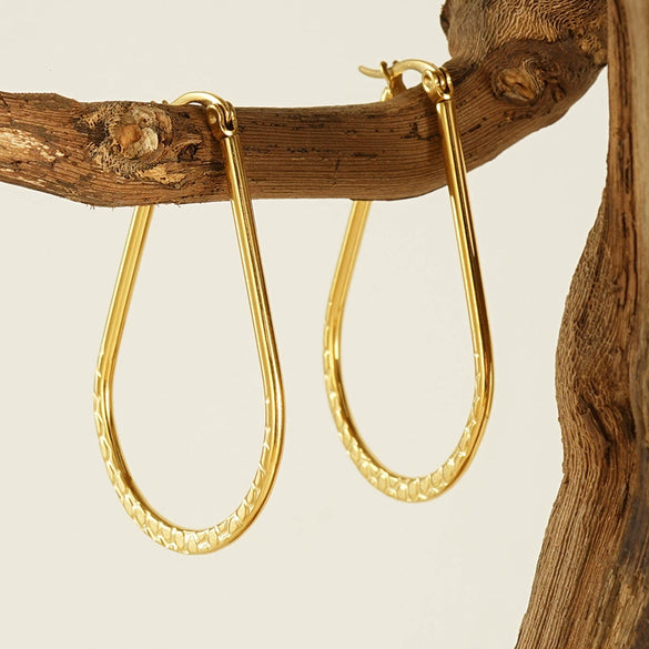Dropshaped 316L Stainless Steel Geometric Minimalist Electroplated 18K Gold Plated Women's Earrings